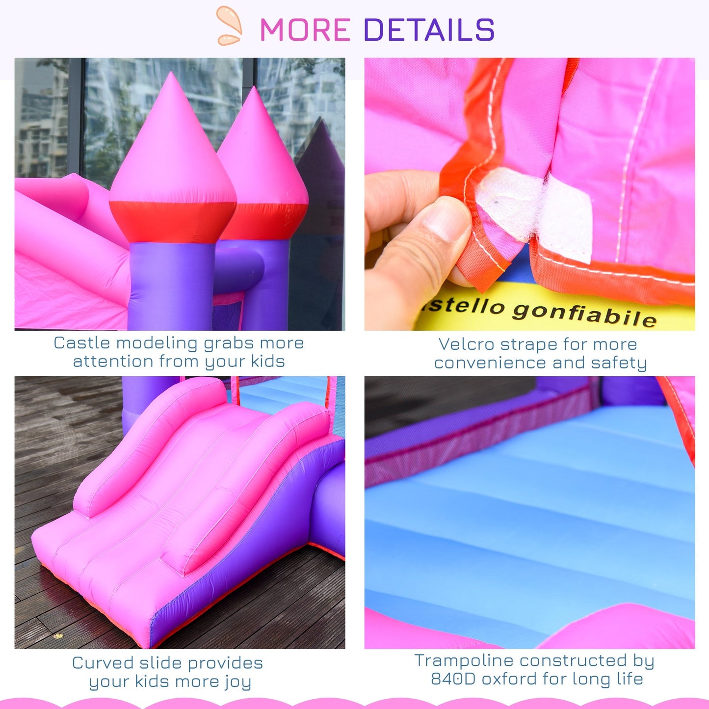 Bouncy Castle With Slide Inflatable Trampoline w/ Blower Multi-color