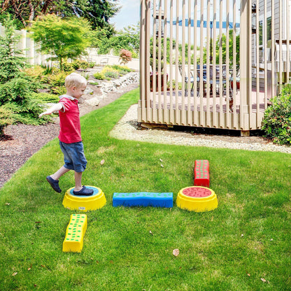 5 PCS Kids Stepping Stones Balance Beam Non-Slip Surface and Bottom Outsunny