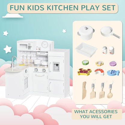 Kids Kitchen Play Kitchen Toy Set for Children Drinking Fountain White