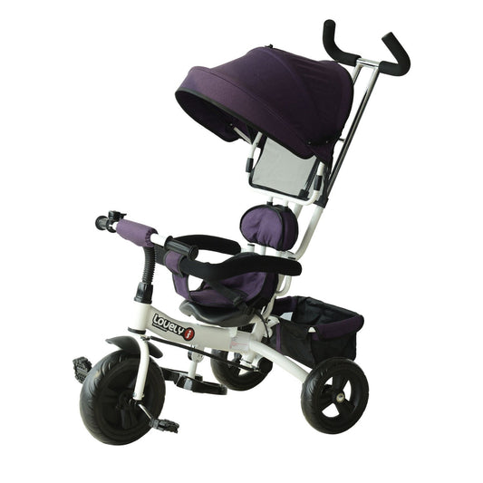 3 in 1 Kids Tricycle Pedal Push Trike with Canopy, Parent Handle Purple HOMCOM