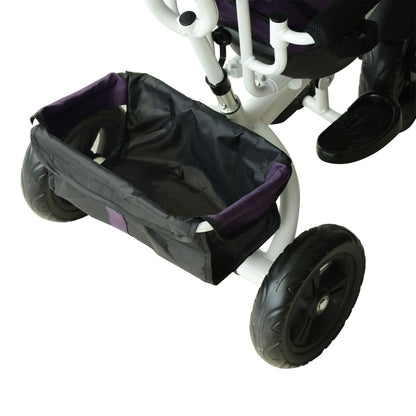 3 in 1 Kids Tricycle Pedal Push Trike with Canopy, Parent Handle Purple HOMCOM