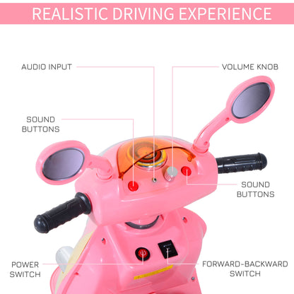 Electric Ride on Toy Car Kids Motorbike Children Battery Tricycle Pink