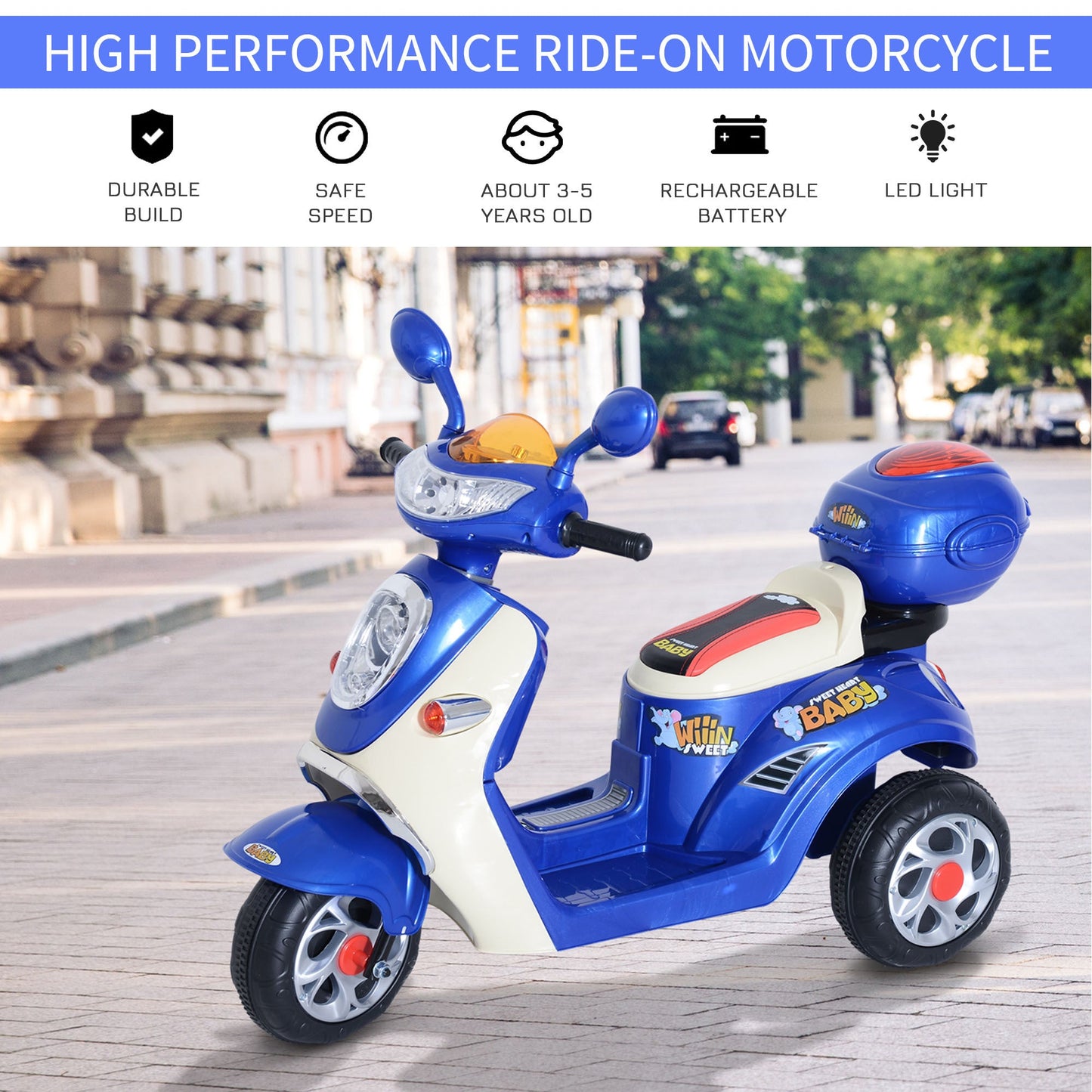 Electric Ride on Toy Car Kids Motorbike Children Battery Tricycle 6V