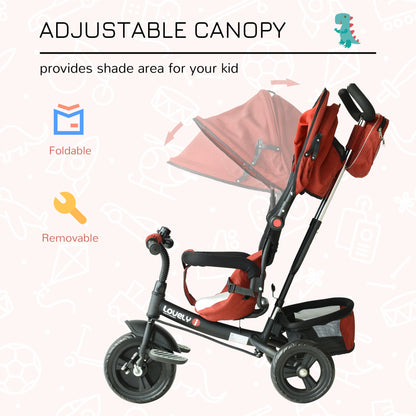 3 Wheels Children Tricycle Ride-on Toy Kids Handle Storage Canopy