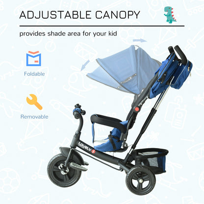 3 Wheels Children Tricycle Ride-on Toy Kids Handle Storage Canopy