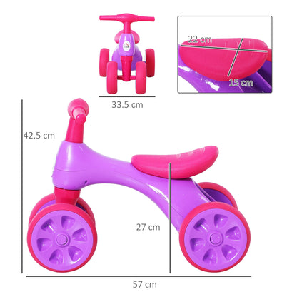 Baby Balance Bike Toddler Safe Training 4 Wheels Storage Bin Violet