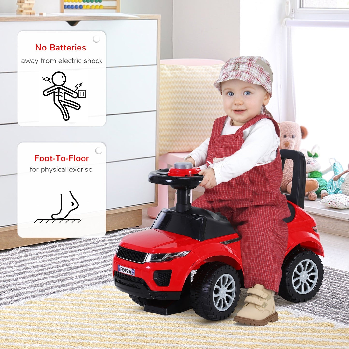 3-in-1 Ride On Car Foot To Floor Slider Toddler w/ Horn Steering Red