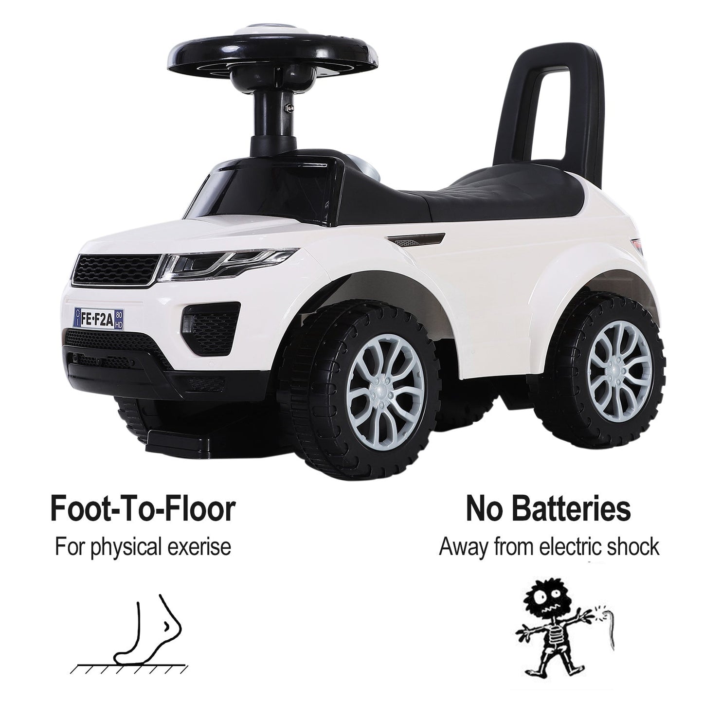 3-in-1 Ride On Car Foot To Floor Slider Toddler w/ Horn Steering White