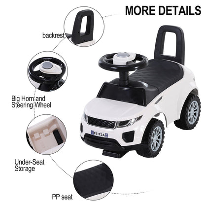 3-in-1 Ride On Car Foot To Floor Slider Toddler w/ Horn Steering White