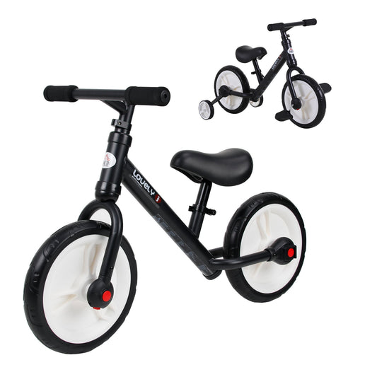 Kids Balance Training Bike Toy w/ Stabilizers For Child 2-5 Years Black