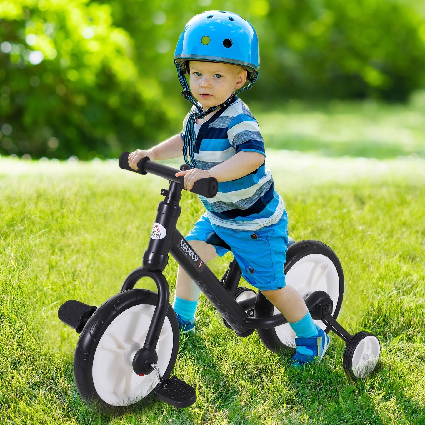 Kids Balance Training Bike Toy w/ Stabilizers For Child 2-5 Years Black