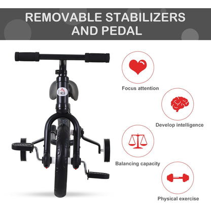 Kids Balance Training Bike Toy w/ Stabilizers For Child 2-5 Years Black