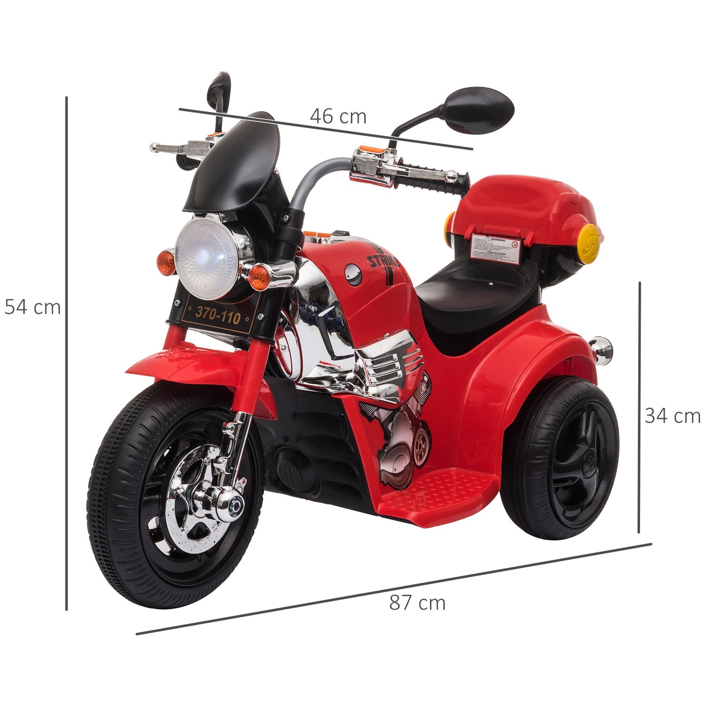 3km/h Electric Motorbike Ride On Lights Music Horn Storage 18-36 month