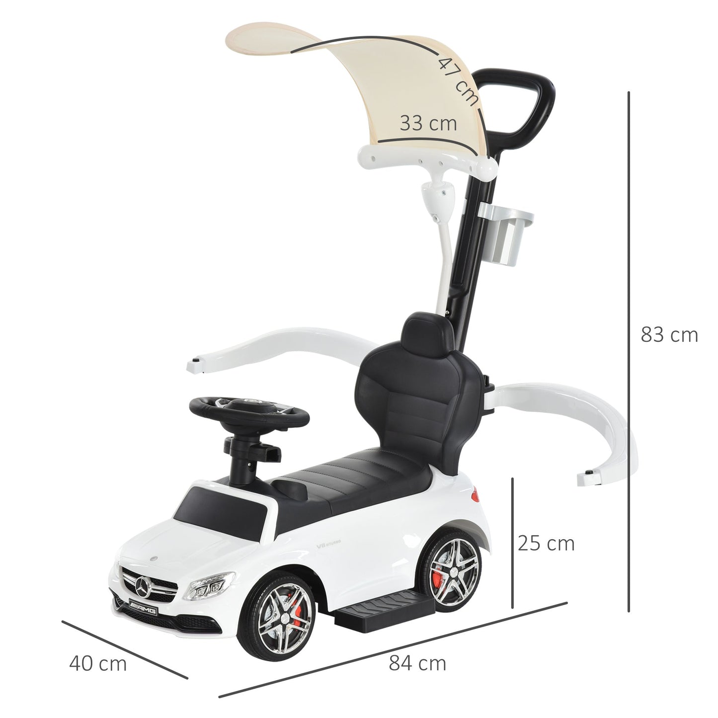 3 in 1 Ride on Push Car for Toddlers Stroller Sliding Car Toy 1-3 Years HOMCOM