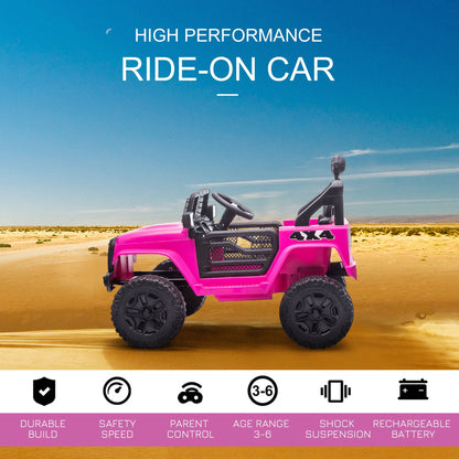 12V Kids Electric Ride On Car Truck Off-road Toy W/ Remote Control Pink HOMCOM