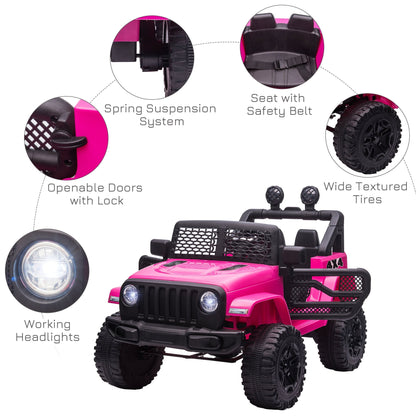 12V Kids Electric Ride On Car Truck Off-road Toy W/ Remote Control Pink HOMCOM