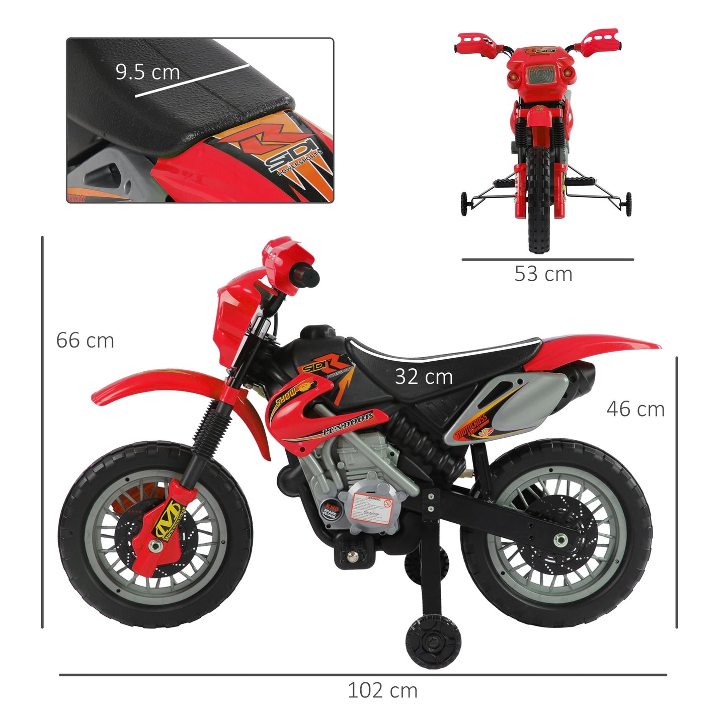 6V Kids Electric Motorbike Motorcycle Ride On for 3-6 Years Red HOMCOM