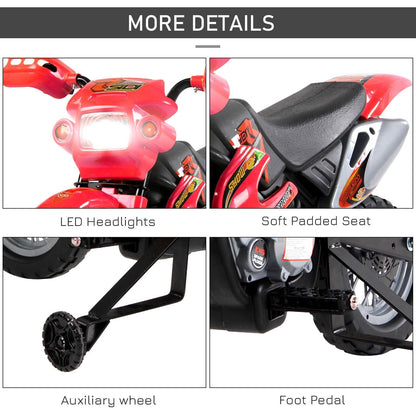 6V Kids Electric Motorbike Motorcycle Ride On for 3-6 Years Red HOMCOM