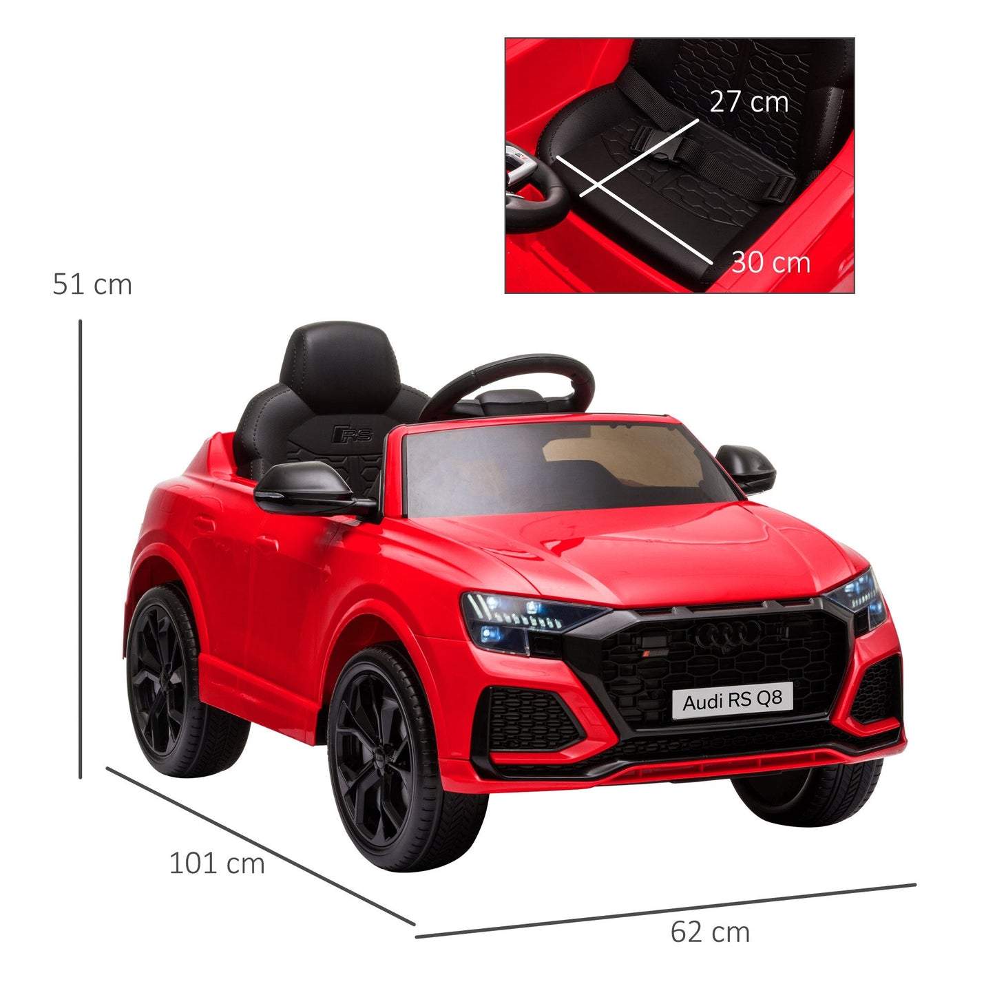 Audi RS Q8 6V Kids Electric Ride On Car Toy w/ Remote Control Red HOMCOM