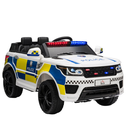 12V Kid Electric Ride On Police Car w/ Remote Siren Bluetooth 3-6 Years HOMCOM