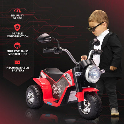 Kids 6V Electric Motorcycle Ride-On Toy Battery 18 - 36 Months Red HOMCOM