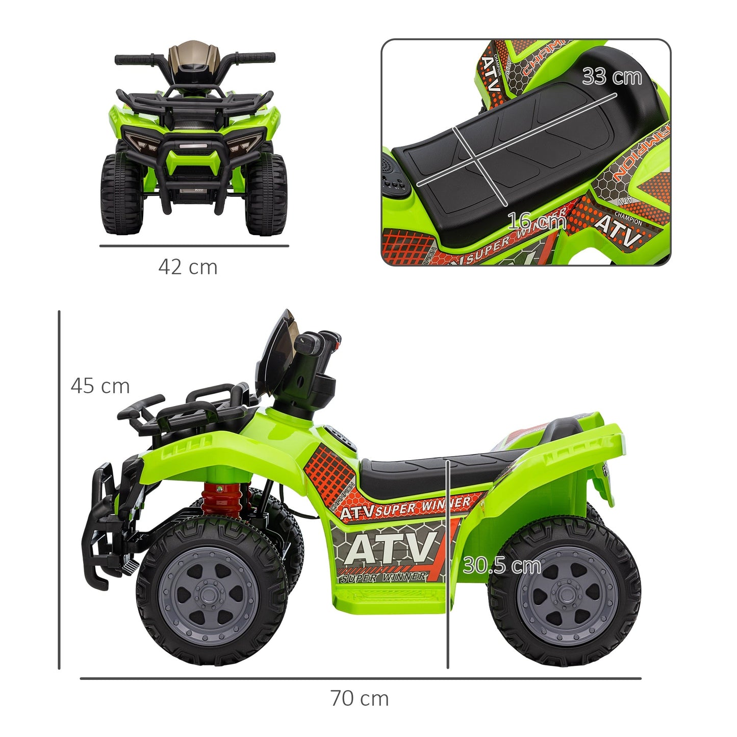 6V Kids Electric Ride on Car Toddler Quad Bike ATV for 18-36 month