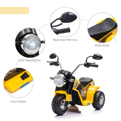 Kids 6V Electric Motorcycle Ride-On Toy Battery 18 - 36 Months Yellow HOMCOM