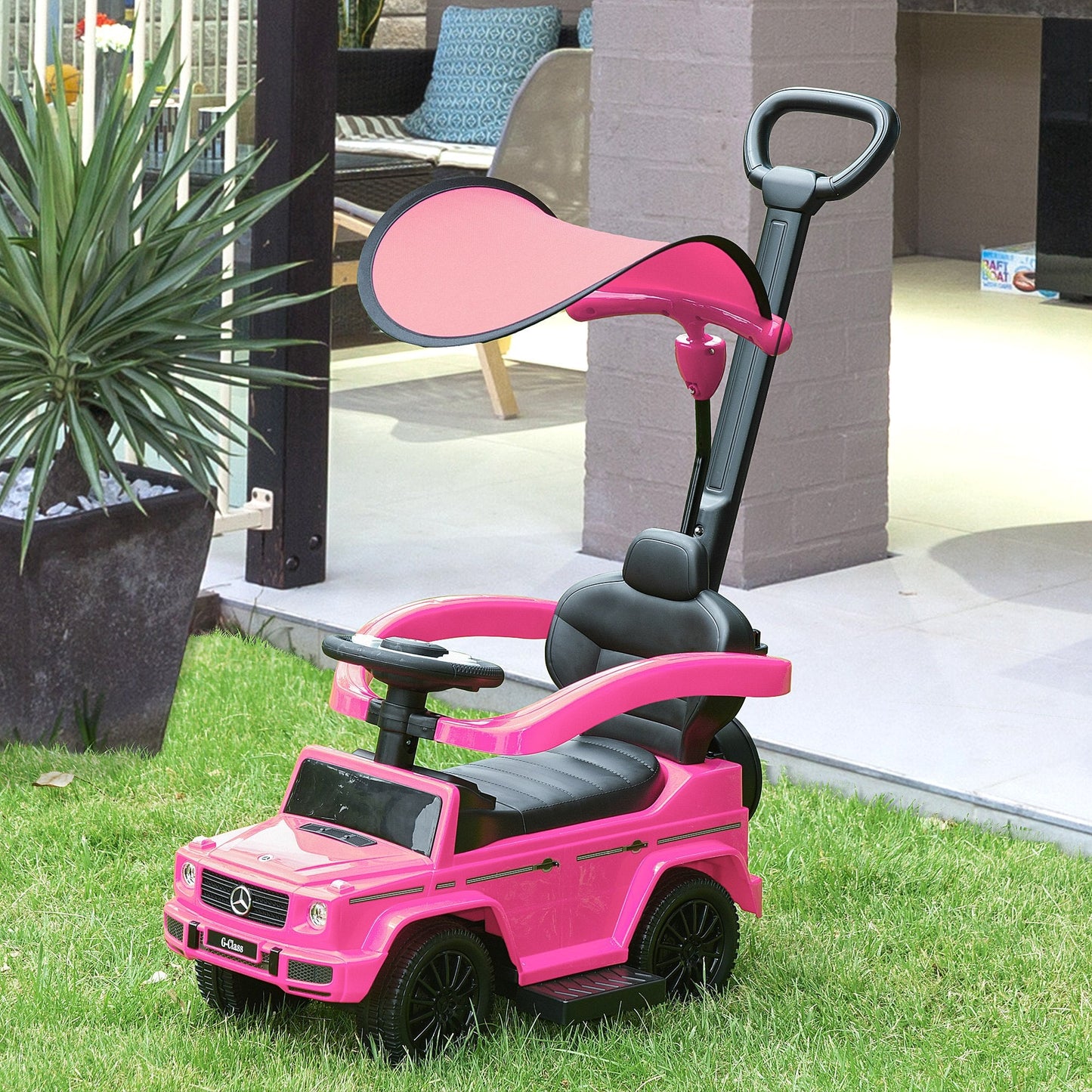 Benz G350 Ride-on Sliding Car Floor Slider Stroller Kids Vehicle, Pink HOMCOM