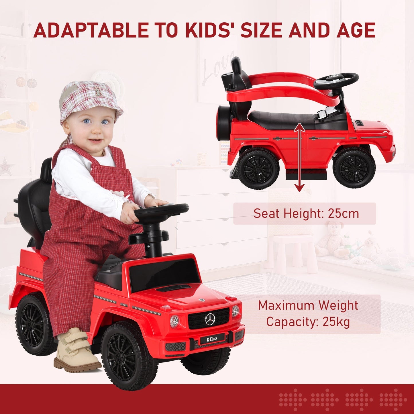 Benz G350 Ride-on Sliding Car Floor Slider Stroller Kids Vehicle, Red HOMCOM