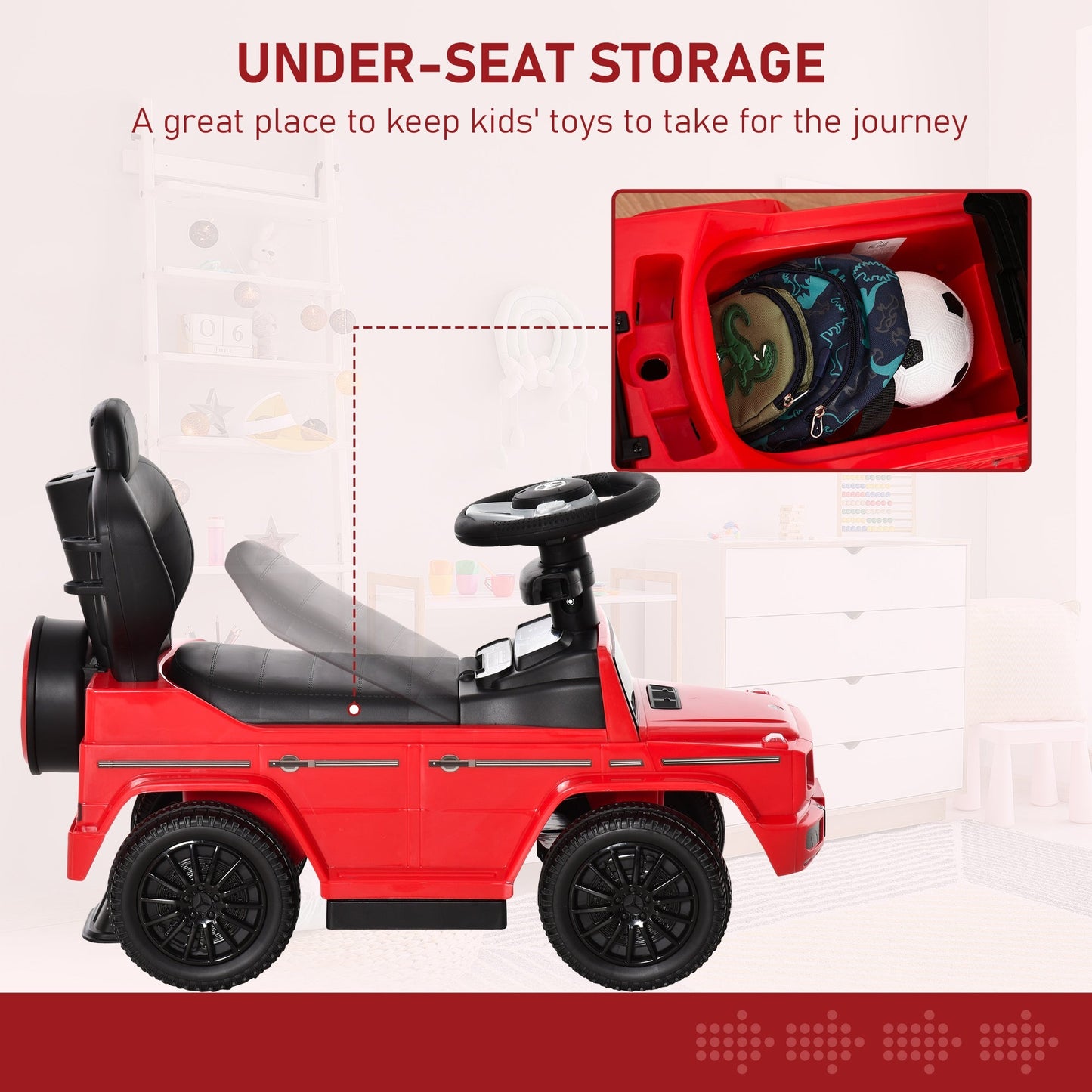 Benz G350 Ride-on Sliding Car Floor Slider Stroller Kids Vehicle, Red HOMCOM