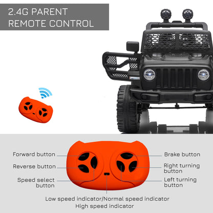 12V Kids Electric Ride On Car Truck Off-road Toy Remote Control Black HOMCOM