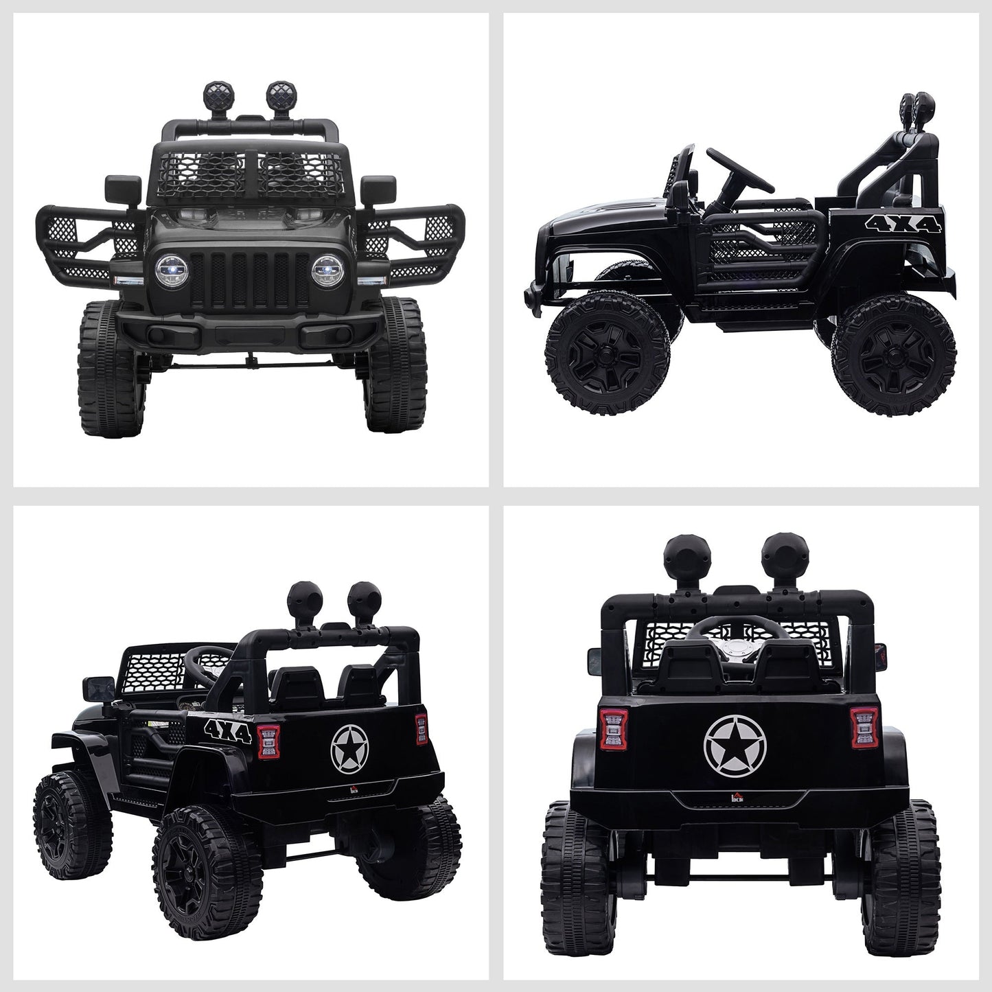 12V Kids Electric Ride On Car Truck Off-road Toy Remote Control Black HOMCOM