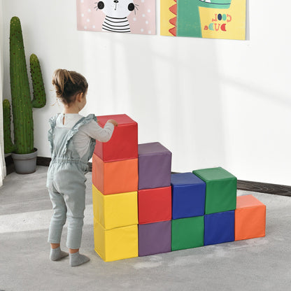 12 Piece Kids Soft Play Blocks Soft Foam Toy Building Stacking Block HOMCOM