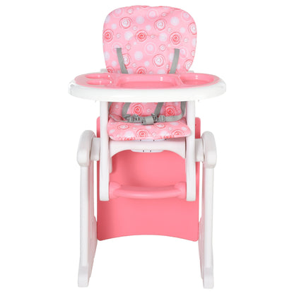 3-in-1 Convertible Baby High Chair Booster Seat w/ Removable Tray Pink HOMCOM