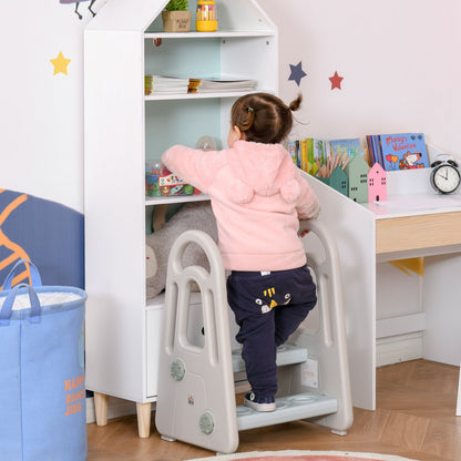 Two-Step Stool for Kids Toddlers with Handle for Toilet Potty Training HOMCOM