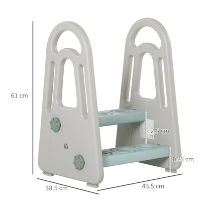 Two-Step Stool for Kids Toddlers with Handle for Toilet Potty Training HOMCOM