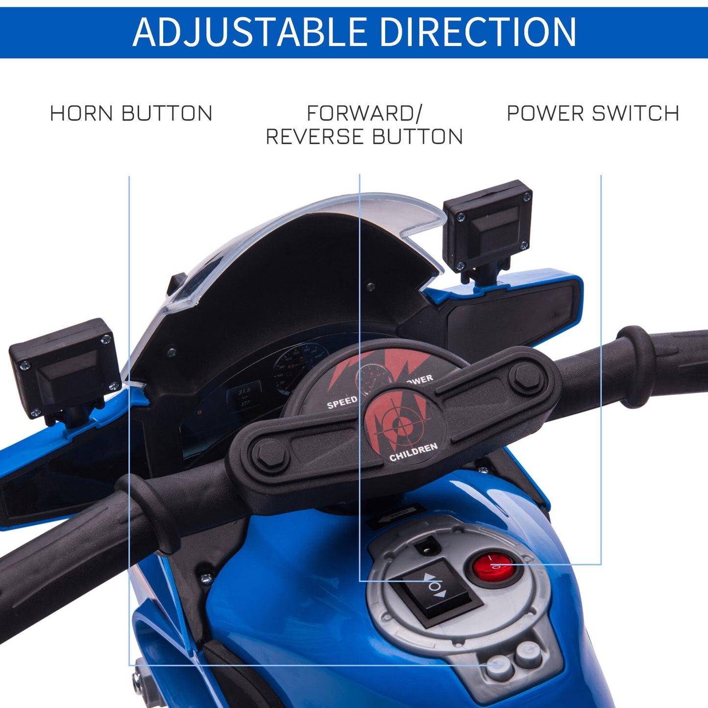 HOMCOM Kids 6V Electric Pedal Motorcycle Ride-On Toy Battery 18-36 months Blue