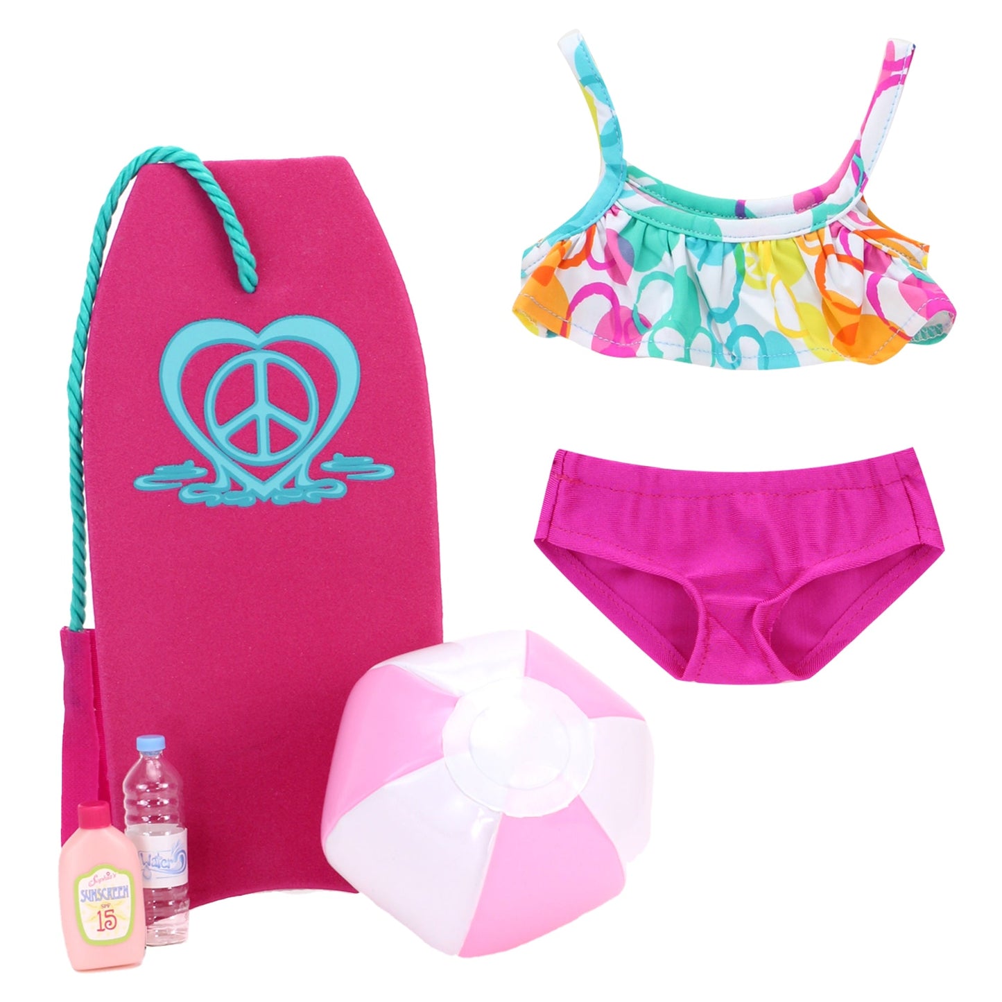 5 Pcs Dolls Play Set, 18" Doll Bubble Bikini & Beach Set