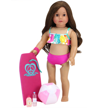 5 Pcs Dolls Play Set, 18" Doll Bubble Bikini & Beach Set