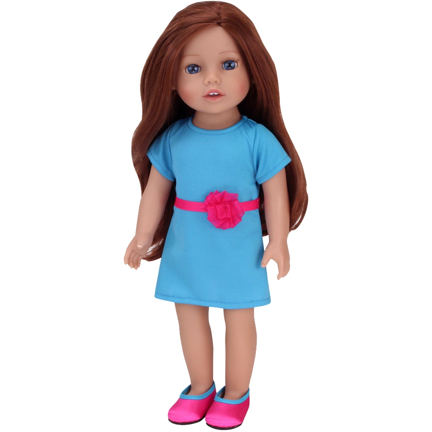 18 Inch Baby Doll "Hailey" & Blue Dress & Shoes,  18'' Doll