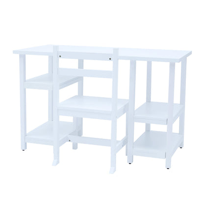 Wooden Writing Desk & Shelves, Children's Play Table & Chair Set, White