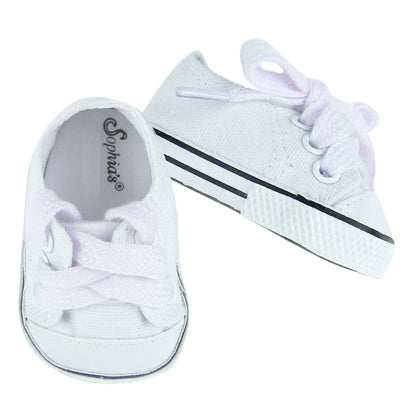 18" Baby Doll Shoes with Laces, White Doll Canvas Trainers or Pumps Dolls  46cm