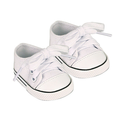 18" Baby Doll Shoes with Laces, White Doll Canvas Trainers or Pumps Dolls  46cm