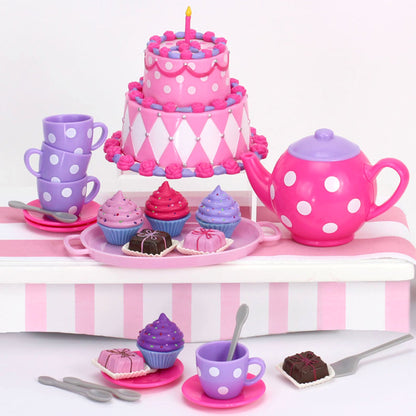 25 Piece Complete Cake & Tea Party Accessories Set Teapot, Teacups 18" Dolls