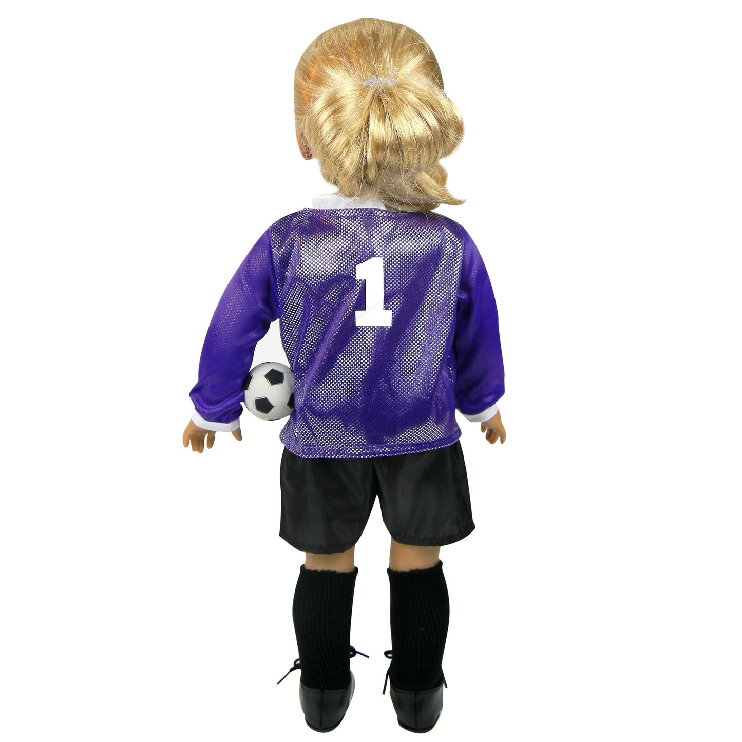 6 Piece Baby Dolls Clothes Set, 18" Doll Footballer Outfit Purple/Black