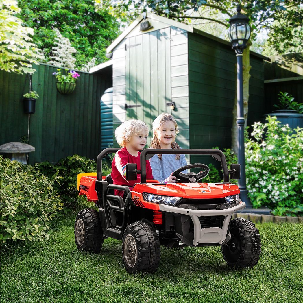 Two-Seater Kids Ride on Truck w/ Electric Bucket, Parental Remote - Red