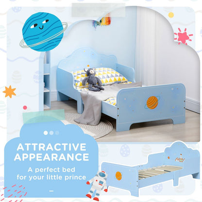 ZONEKIZ Toddler Bed w/ Space-themed Patterns, for Boy, Girls, Ages 3-6 Years