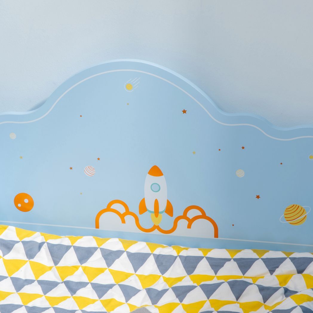 ZONEKIZ Toddler Bed w/ Space-themed Patterns, for Boy, Girls, Ages 3-6 Years