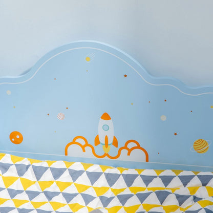 ZONEKIZ Toddler Bed w/ Space-themed Patterns, for Boy, Girls, Ages 3-6 Years