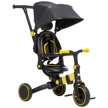 AIYAPLAY 3 in 1 Baby Trike, Tricycle for Kids Adjustable Push Handle - Yellow